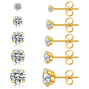 <span class=keywords><strong>Orecchini</strong></span> da <span class=keywords><strong>bambina</strong></span> in oro 18K <span class=keywords><strong>orecchini</strong></span> da donna in <span class=keywords><strong>acciaio</strong></span> inossidabile rotondi in zirconi trasparenti <span class=keywords><strong>orecchini</strong></span> 2mm 3mm 4mm 5mm 6mm - Product Image 2