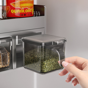 Support de rangement mural pour épices en acier inoxydable à 3 niveaux sans étagère à poinçonner avec boîte d'assaisonnement en acrylique Ensemble en métal Armoire d'organisation - Product Image 3