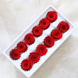 3-4Cm Hoge Kwaliteit Droge Natuurlijke Verse Bloemen Forever Rose Newyear Valentine's Gift Kunstbloemen Rose Hoofd