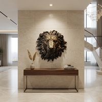 Sculpture murale personnalisée moderne en bronze coulé, tête de lion réaliste, art mural, statue en relief tête de lion en bronze antique
