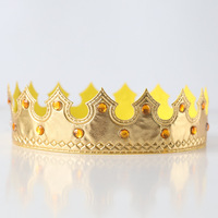 Corona de Tela Brillante para Decoración de Pasteles de Cumpleaños, Accesorios para Disfraces de Príncipe, Sombrero Infantil para Cumpleaños, Sombrero Semielaborado