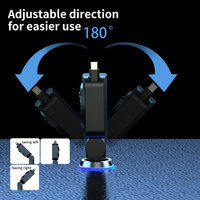 Pengisi Daya Mobil USB C Dual Port 30W Adaptor Pengisian Cepat Kabel Retractable Indikator LED Pengisi Daya Tipe C untuk Ponsel di Kendaraan