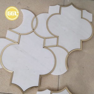 <strong>Lantern</strong> Shape Marble Waterjet Mosaic Inlay <strong>Brass</strong> for Wall Floor Tile - Product Image 1