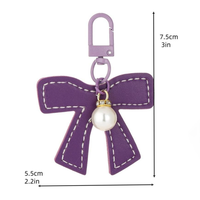 Porte-clés en cuir PU avec nœud pour décorations de fête Coquette, pendentif élégant en forme de nœud, cadeaux pour la salle de classe et usage quotidien