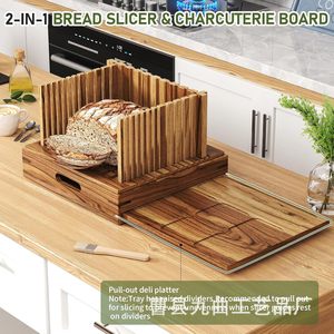 Nine Bends Wooden <b>Bread</b> Slicer With Storage Tray Natural Wood Color Kitchen <b>Bread</b> <b>Cutter</b> For Baking Tools - Product Image 3