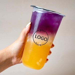 Tapa de Vaso Transparente Desechable en Forma de U de 90 mm de Diámetro, Personalizada con Logotipo, de PET/PP, para Llevar, para Jugos, Leche, Smoothies, Agua Mineral - Product Image 4