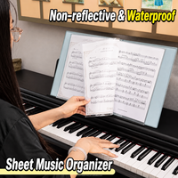 Porte-partitions en cuir A4 avec clip, classeur à levier pour partitions de guitare et piano, avec pochettes transparentes