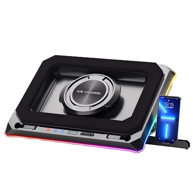 With RGB Lights Turbo Boost Dust Proof A8 Air Pressure Laptop Cooling Pad Stand USB Hub Docking Station for Gaming Notebook
