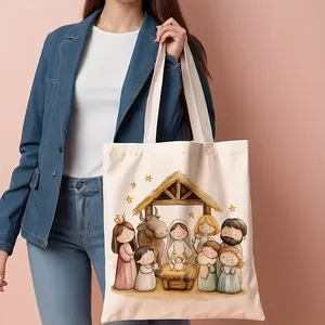 <span class=keywords><strong>กระเป๋า</strong></span>ผ้าแคนวาสพิมพ์ลายฉากการประสูติของพระเยซู เหมาะสำหรับใช้ในชีวิตประจำวัน ช้อปปิ้ง ไปโรงเรียน และเดินทาง - Product Image 5