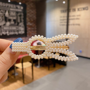 Pince à cheveux en perles françaises pour femme, pince latérale BB, mignonne et simple, type bec de canard - Product Image 3