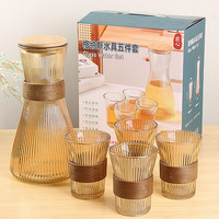 Set ketel kaca borosilikat, Set ketel kaca dingin dengan cangkir, Set cangkir kendi anggur kaca rumah, Set kendi air