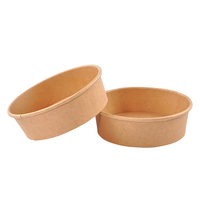 Vente en gros 500ml 750ml 1000ml Bols à soupe en papier kraft jetables étanches Bol rond en papier kraft pour nouilles Bol à salade