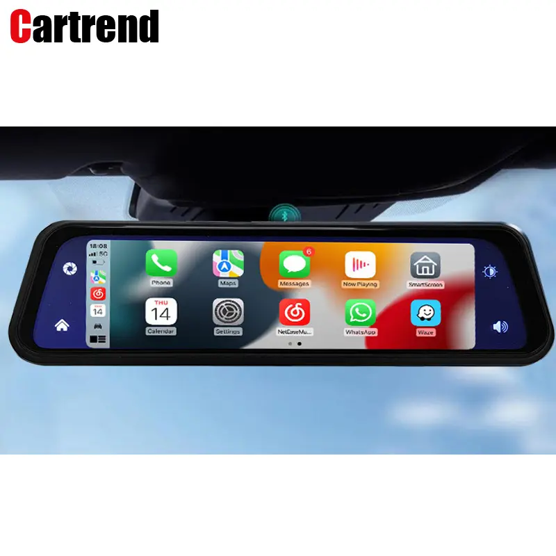 Pantalla de espejo retrovisor OEM para coche, Dashcam DVR, grabadora, Android, Monitor de interfaz automática, dispositivo de cámara frontal y trasera