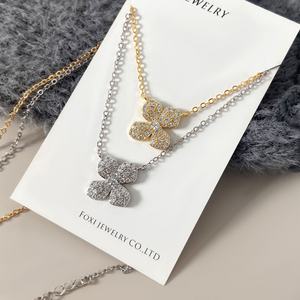 Colliers pendentifs tendance, bijoux plaqués or, sertis de zirconias CZ, collier fleur pour femmes - Product Image 5