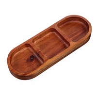 Plateau de service Wakauto en bois d'acacia avec motif animalier, 3 compartiments |   Sauce à tremper au café pour la cuisine et le barbecue, facile à utiliser