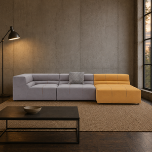 Sofá Seccional Modular Moderno, Módulo en Forma de Bloque de Tofu, Costuras en Forma de U, Perfil Bajo, para Sala de Estar, Vestíbulo de Hotel - Product Image 1