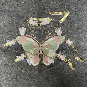 Sexy Mulher Cristal Cadeia Borboleta Bordado Sem Mangas Backless Ajustável Ultra Short Top Music Prom - Product Image 6