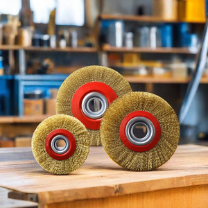 <span class=keywords><strong>Brosse</strong></span> <span class=keywords><strong>métallique</strong></span> ronde en laiton pour le décapage de la rouille, le polissage et la découpe de l'acier – <span class=keywords><strong>Brosse</strong></span> rotative - Product Image 6