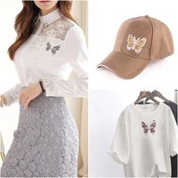 Appliques en cristal de transfert de chaleur avec logo à motif personnalisé vêtements autocollants décoratifs à paillettes papillon patchs en strass pour vêtements