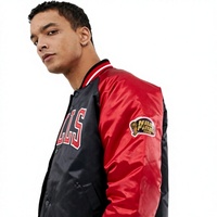 Blouson bombardier en Nylon pour hommes, bouton-pression, personnalisé, OEM/ODM, rouge et noir, avec Logo personnalisé, avec appliques