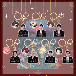 KPOP Idol Group Süße Cartoon-Welt <span class=keywords><strong>NIKI</strong></span> JAKE JAY Jungwon Sunoo Sunghoon Heeseung Kunststoff Charms Schlüssel ring Acryl Schlüssel bund - Product Image 2