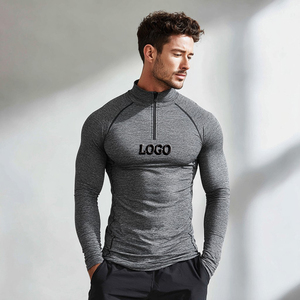 Chất Lượng Cao Thoáng Khí Dây Kéo Nén Dài Tay Áo Sơ Mi Cho Nam Giới Tùy Chỉnh Cao Cổ Người Đàn Ông Của Thể Thao Nén Áo Sơ Mi - Product Image 6