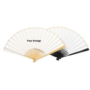 Abanico Plegable de Papel Personalizado 2026 con Marco de Bambú y Papel de Arroz Blanco, Regalo Promocional para Bodas y Fiestas - Product Image 1