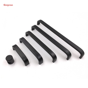 Poignée de tiroir Boutons argentés Noir Aluminium bon marché Carton de Chine Moderne Poignée de cuisine Poignée et bouton de meuble Accepté OEM - Product Image 3