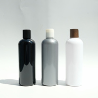 Bouteille de shampooing en plastique ronde Cosmo vide de 300 ml, bouteille d'emballage pour le lavage et le nettoyage avec bouchon à pression doré, couvercle supérieur en aluminium
