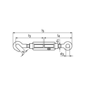 Kleinsorge Tendeur DIN 1480 M20 longueur 367-497mm avec crochet et oeil zingué - Product Image 2
