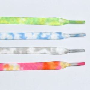 Lacets plats créatifs RY X05 Tie Dye 8MM en polyester, dégradé coloré, de remplacement pour AF1 et baskets des <span class=keywords><strong>années</strong></span> <span class=keywords><strong>70</strong></span>, vente en gros - Product Image 4