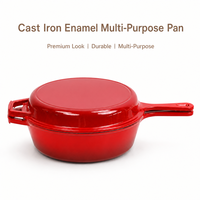 Ensemble de 2 ustensiles de cuisson en fonte émaillée de 26 cm, comprenant une poêle à fond profond et une casserole à poignée unique, compatibles four, gaz et induction
