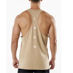 GYM Tank Tops US Size Custom Logo 95% Cotton 5% Spandex Muscle Sportswear Singlet Workout Fitness Gym Tank Top Sport Vest