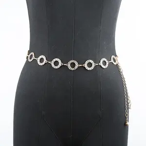 Wholesale womens fashion gold crystal metal waist rhinestone body chain jewelry for woman Fashion Jewellery