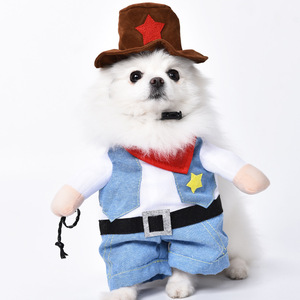 Disfraz de Vaquero del Oeste para Perro con Sombrero y Chaleco para Perros Pequeños, Ropa para Mascotas de Halloween, Azul, Rojo, Marrón - Product Image 1