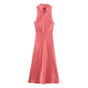 MYST & ZA-Robe <span class=keywords><strong>midi</strong></span> élégante texturée en satin sans manches, col empilé, nouveauté été 2025, 1165062 - Product Image 6