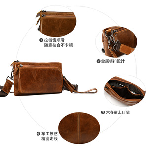 กระเป๋าคาดลำตัวผู้ชาย Dujiang หนังแท้ สีน้ำตาล สำหรับใช้ในชีวิตประจำวัน - Product Image 2