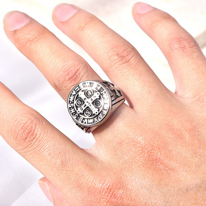 Anello Retrò a Croce in Acciaio Inossidabile Placcato Argento, Gioiello Classico per <span class=keywords><strong>Uomo</strong></span> e Donna, Comodo da Indossare, Idea Regalo - Product Image 2