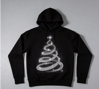 Transfert thermocollant motif sapin de Noël en strass pour vêtements, accessoires de confection DIY