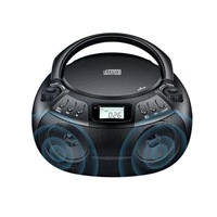 Reproductor de CD Portátil Multifuncional, Radio, Altavoz Doble, Entrada de Audio Estéreo, USB, Potencia de Salida de 12 W con Pantalla, Altavoz Inalámbrico