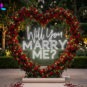 ผู้ผลิต LEDA ขายดี ไฟตัวอักษรอะคริลิค Will You Marry Me ไฟนีออน LED สำหรับงานแต่งงาน ป้ายไฟนีออนสำหรับงานปาร์ตี้ - Product Image 1