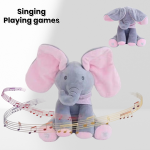 Vente en gros d'éléphant en peluche interactif Peek-a-Boo avec des oreilles mobiles, fonction musicale chantante, jouet en peluche doux pour enfants - Product Image 2