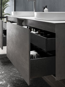 Mueble de Baño Moderno con Espejo LED Flotante de Pared, Lavabo Doble de Cerámica, Múltiples Cajones y Encimera de MFC - Product Image 3