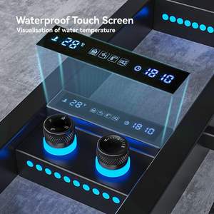 Système de douche à panneau <span class=keywords><strong>LED</strong></span> avec étagère, pomme de douche pluie et système de massage par jets d'eau, acier inoxydable pour salle de bain - Product Image 2