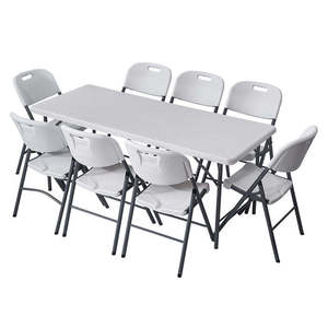<span class=keywords><strong>Table</strong></span> rectangulaire <span class=keywords><strong>pliante</strong></span> moderne blanche <span class=keywords><strong>en</strong></span> plastique HDPE pour banquets de restauration <span class=keywords><strong>en</strong></span> plein air ensemble de chaises de salle à manger pliables style panneau <span class=keywords><strong>en</strong></span> <span class=keywords><strong>bois</strong></span> - Product Image 4