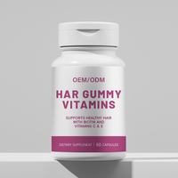 Gummies véganes OEM ODM à la biotine pour la croissance des cheveux, la santé de la peau et des ongles, sans gluten, complément vitaminique pour nouveau-nés et enfants, 60 unités