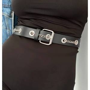 เข็มขัดผู้หญิงพร้อมห่วงโซ่รูตาไก่ หัวเข็มขัดรูปสี่เหลี่ยมผืนผ้า แข็งแรงทนทาน เครื่องประดับแฟชั่น - Product Image 5