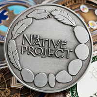 Pièce de jeton en métal argenté antique 2D personnalisée Logo imprimé UV Conception simple Technique de placage Pièce de défi unique pour l'artisanat du métal