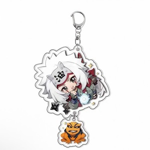 Llavero de acrílico de doble pieza con diseño de dibujos animados, colgante de personaje ninja versión Q, pequeño dije de bestia, con cierre de langosta metálico - Product Image 5