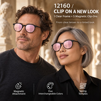Lunettes de soleil magnétiques 5-en-1 pour hommes et femmes, polarisées, vision nocturne, verres colorés, montures rondes et carrées, avec étui